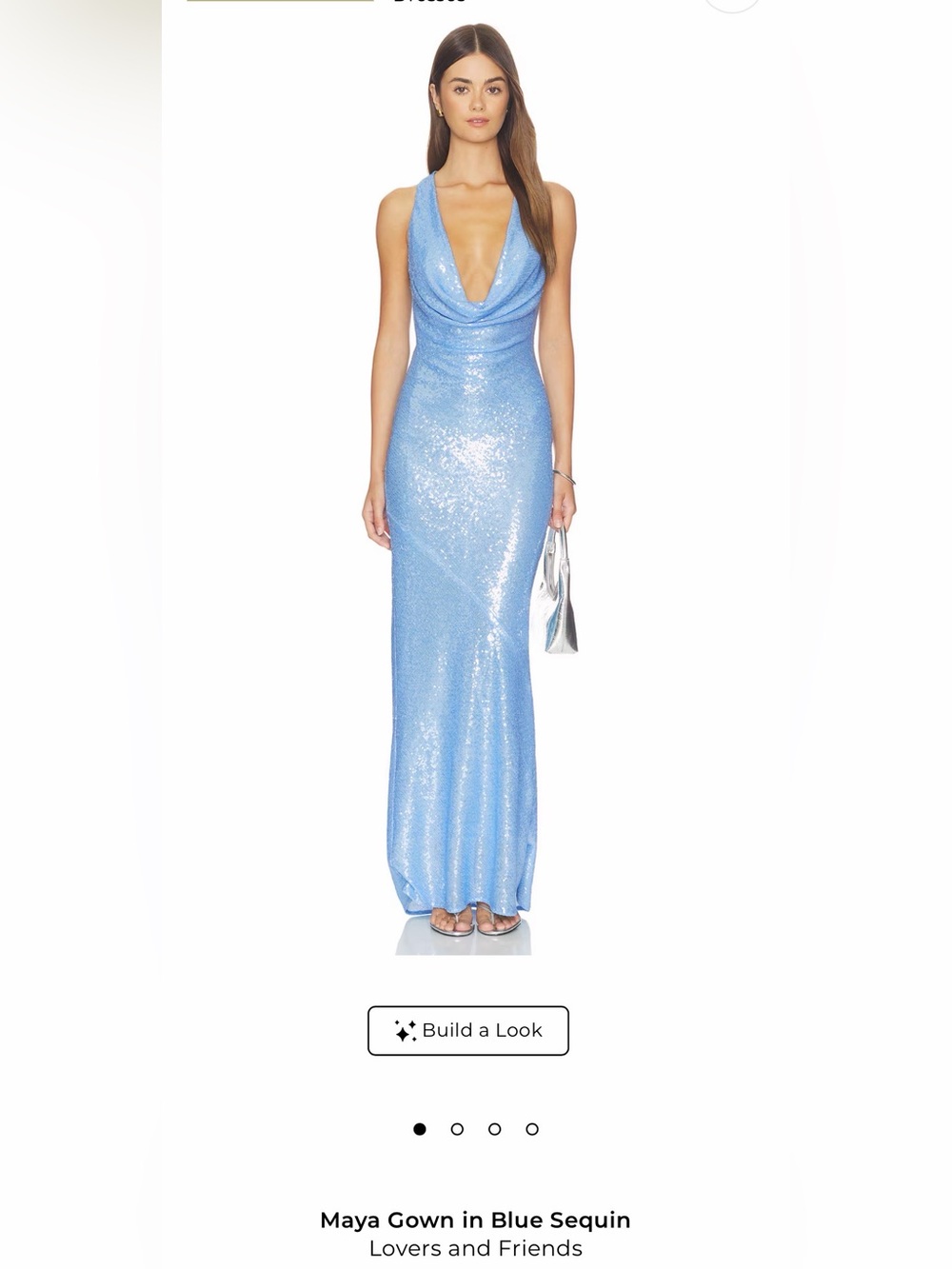 Lovers + Friends Sky Blue Sequin Cowl-Neck Gown